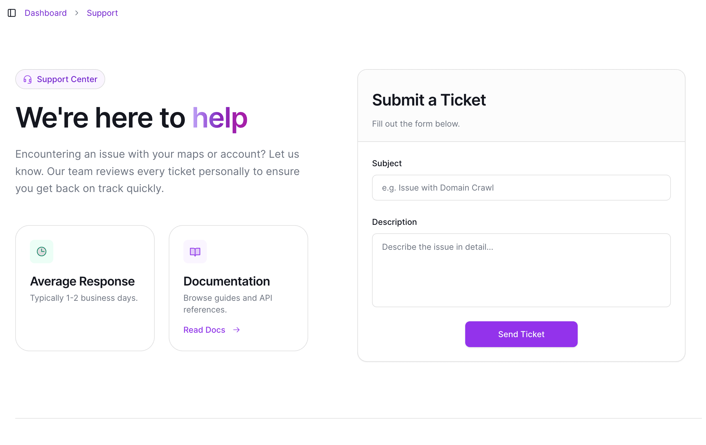 Support center