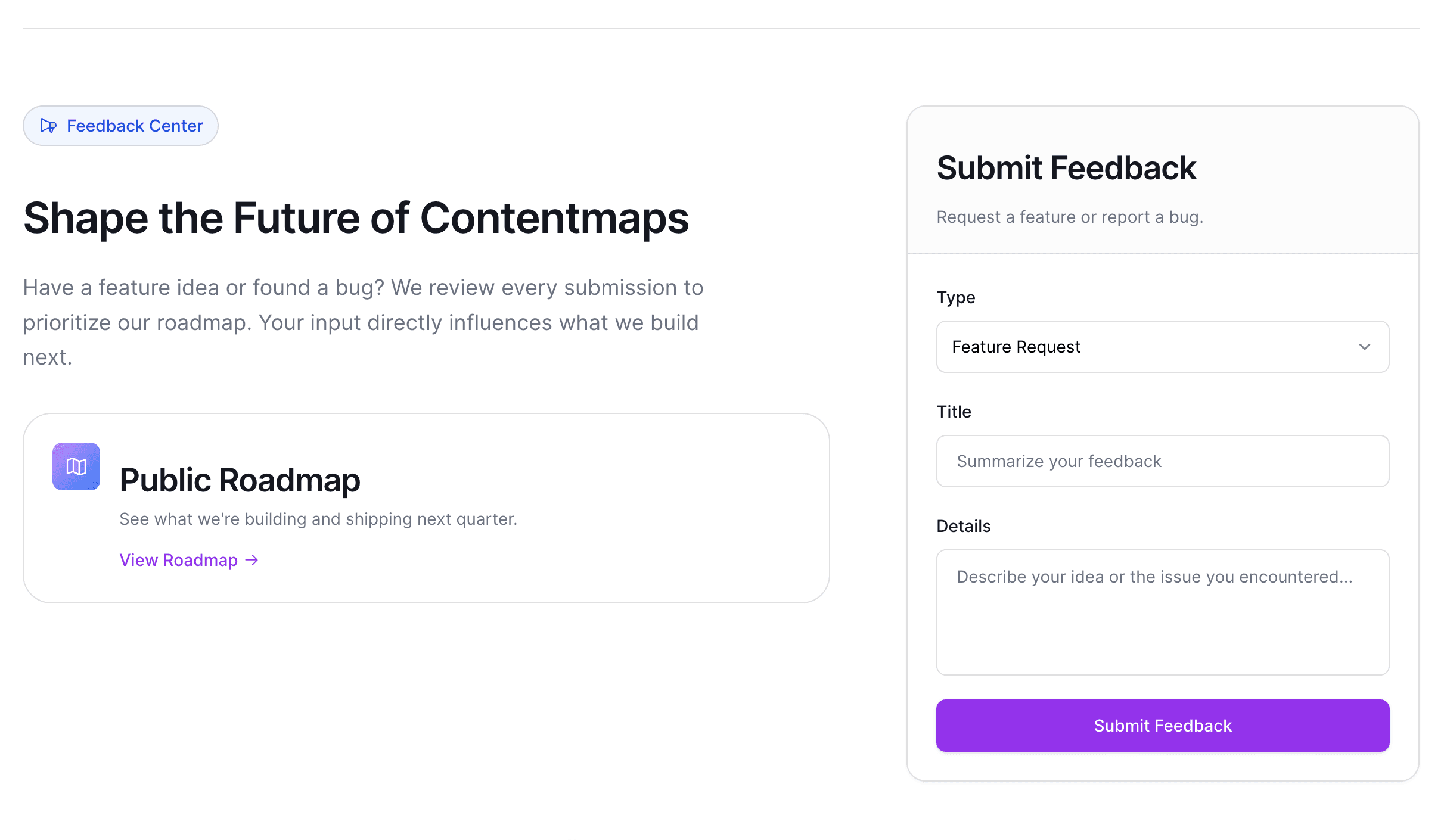 Feedback and roadmap